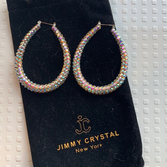 Jimmy Crystal AB Swarovski oval hoops - Picture 1 of 6